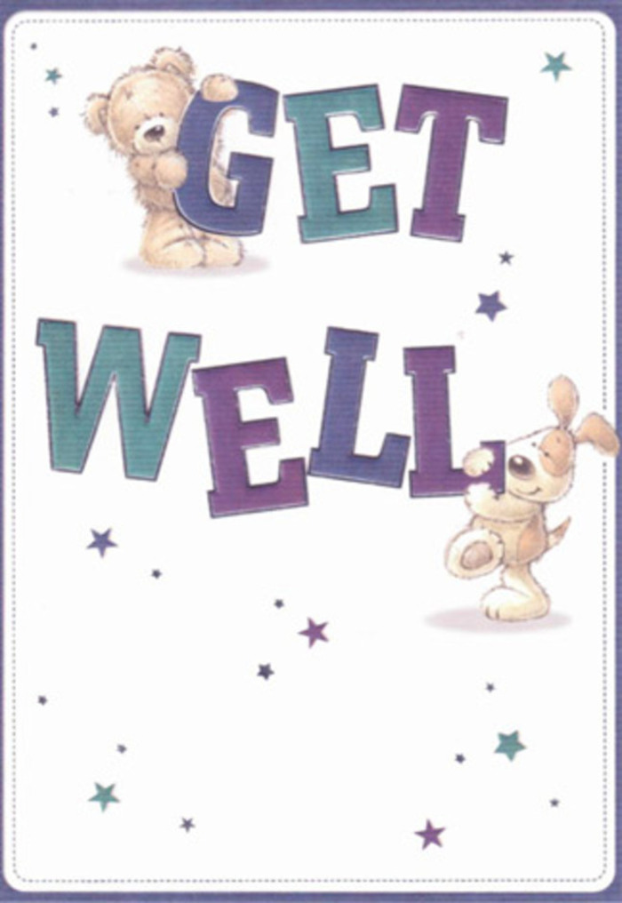 This get well card feels like a joyful breeze through Walthamstow's vibrant streets-a whimsical illustration featuring a golden bear and a gleeful puppy, both captured in a spirit of genuine encouragement. Playful, hand-drawn stars drift around them, scattering gentle wishes throughout the bright, luminous scene. The typographical design of 'Get Well,' big, rounded, and coloured in dynamic shades of purple and teal, grounds the composition in cheerful reassurance. There's a textural depth to the artwork-the bear's soft-looking fur and the puppy's velvety ears seem almost touchable, much like the rich fullness of a freshly hand-tied bouquet. The clean, white background glows with the same clarity found in the Walthamstow Wetlands after a summer rain, infusing the scene with a sense of space and serenity. Altogether, the illustration radiates positivity, innocence, and care-qualities that align perfectly with receiving a comforting arrangement from a Walthamstow florist on a day when encouragement matters most. Imagine this card paired with a fragrant bouquet, both bearing a message of warmth and renewal for a friend on Forest Road or near the Village.